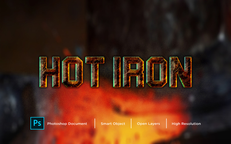 Diseño de efecto de texto de hierro caliente Efecto de estilo de capa de Photoshop - Ilustración