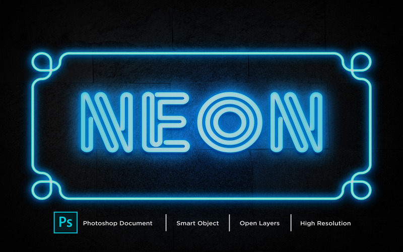 Diseño de efecto de texto de neón Efecto de estilo de capa de Photoshop - Ilustración