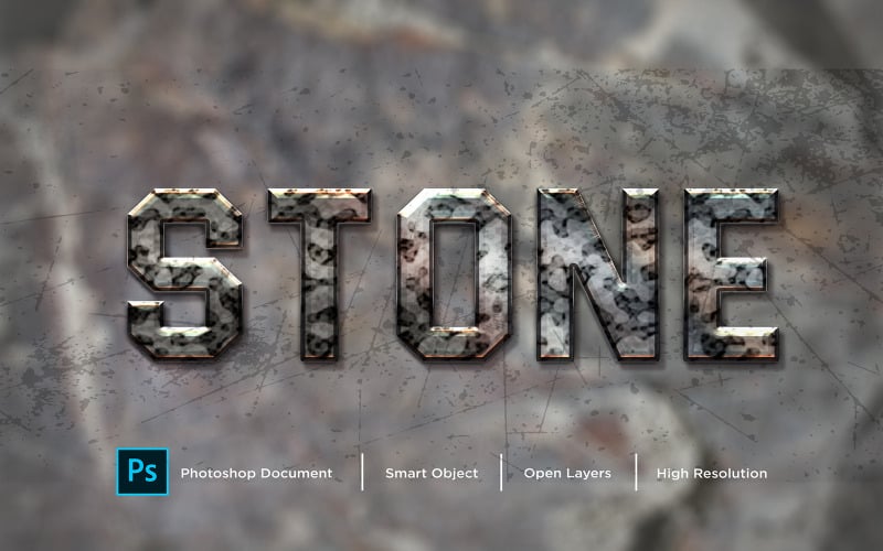 Diseño de efecto de texto de piedra Efecto de estilo de capa de Photoshop - Ilustración