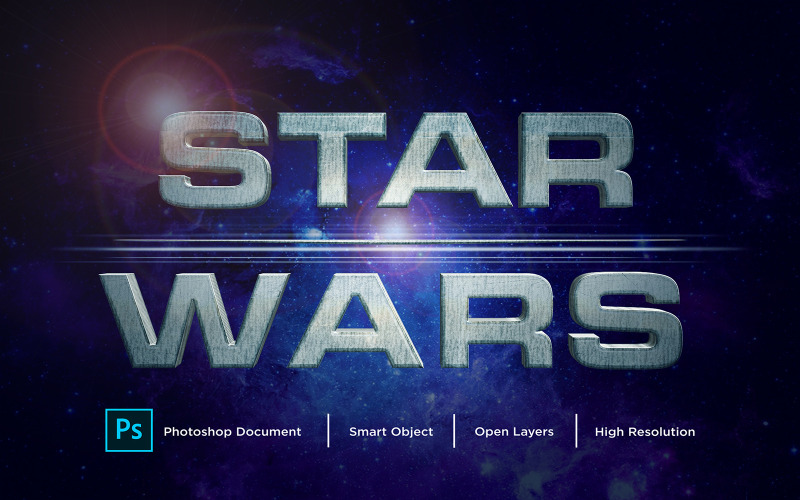 Diseño de efectos de texto de Star Wars Efecto de estilo de capa de Photoshop - Ilustración