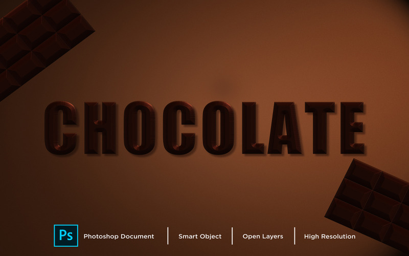 Efeito de Texto Chocolate Design Photoshop Layer Style Effect - Ilustração