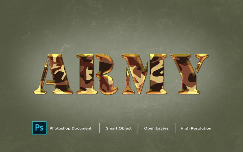 Effet de texte de l'armée Design effet de style de couche Photoshop - Illustration