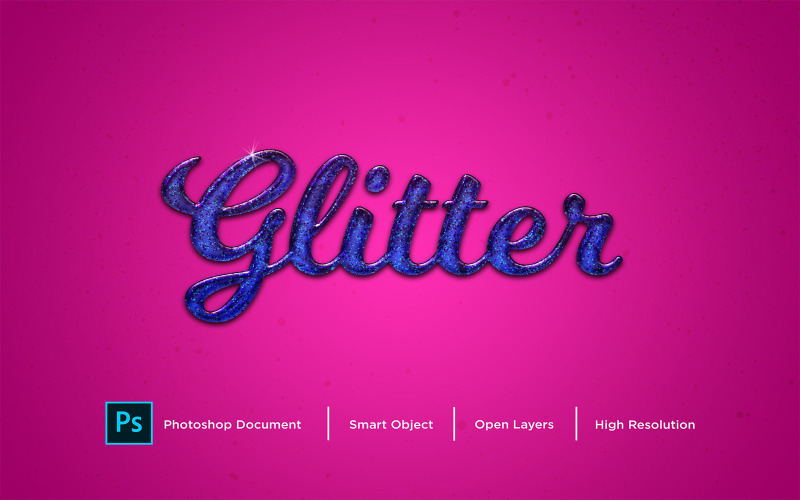 Glitter Text Effect Design Photoshop Layer Style Effect - Illustrazione