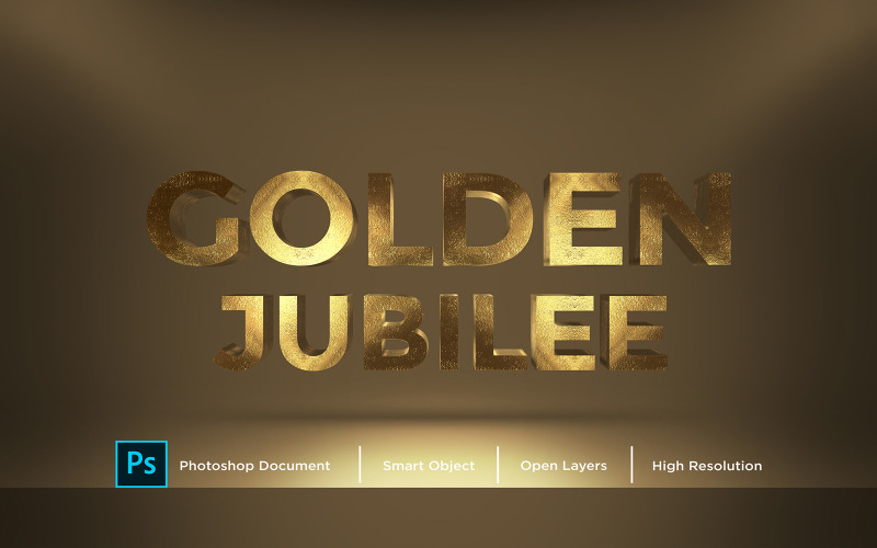 Gouden jubileum teksteffect ontwerp Photoshop laagstijl effect - illustratie