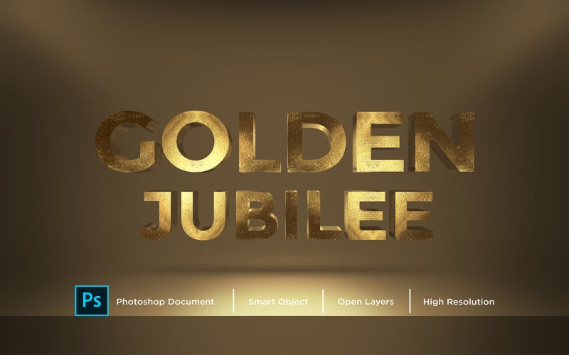 Guld- jubileet texteffekt Design Photoshop lager stil effekt - Illustration