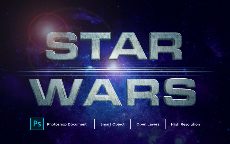 Hvězdné války Textový efekt Design Photoshop Layer Style Effect - Ilustrace