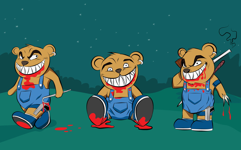 Killer Teddy Bear Ein 3er-Set für Ihr nächstes persönliches oder kommerzielles Projekt - Illustration
