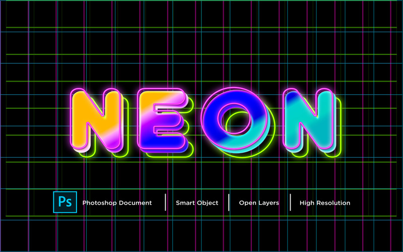 Neon szöveghatás tervezés Photoshop réteg stílushatás - illusztráció