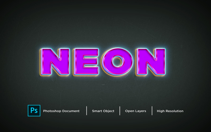 Neon Text Effect Design Photoshop Layer Style Effect - Illustrazione