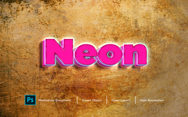 Neontexteffekt Design Photoshop Layer Style Effect - Illustration