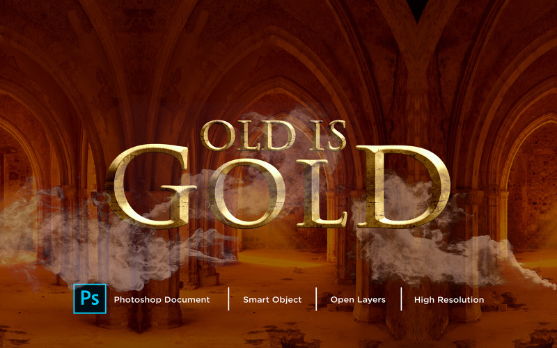 Old is Gold Text Effect Design Photoshop Layer Style Effect - Illustrazione