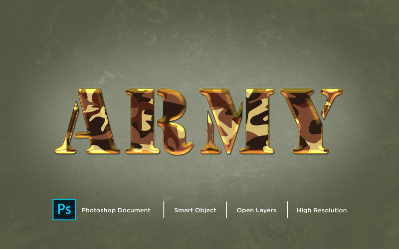 Projekt efektu tekstowego armii Efekt stylu warstwy Photoshop - ilustracja