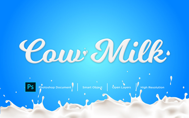 Projeto de efeito de texto de leite de vaca - Photoshop Layer Style Effect - Ilustração