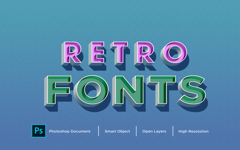 Retro betűtípusok szöveghatás tervezés Photoshop réteg stílushatás - illusztráció