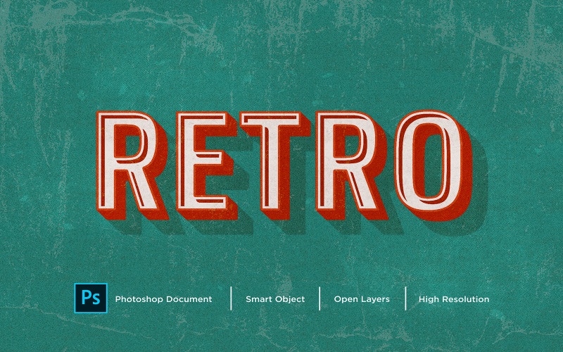 Download Retro Text Effect Design Photoshop Layer Style Effect.