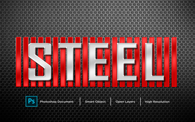 Stahltext-Effekt-Design Photoshop-Ebenenstil-Effekt - Illustration
