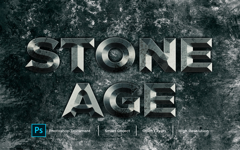 Stenålders texteffektdesign Photoshop Layer Style Effect - Illustration