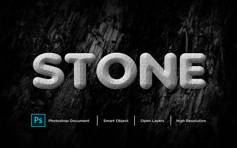 Stone Text Effect Design Photoshop Layer Style Effect - Illustrazione