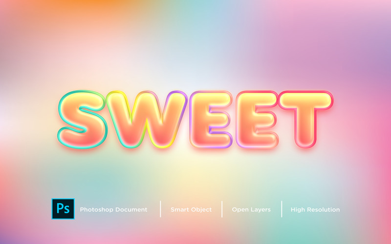 Sweet Text Effect Design Photoshop Layer Style Effect - Ilustração