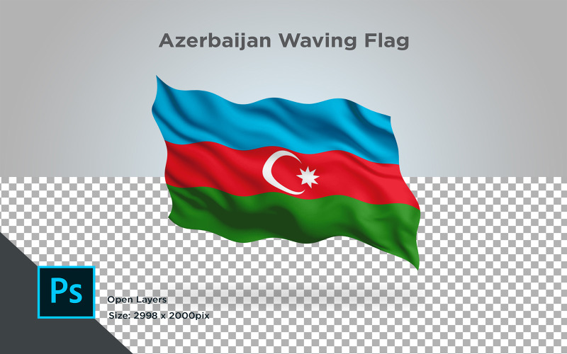 Azerbaycan bayrağı sallayarak - illüstrasyon