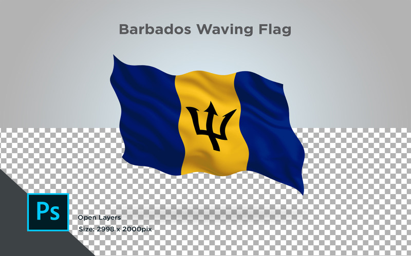 Barbados waving flag - Illustration