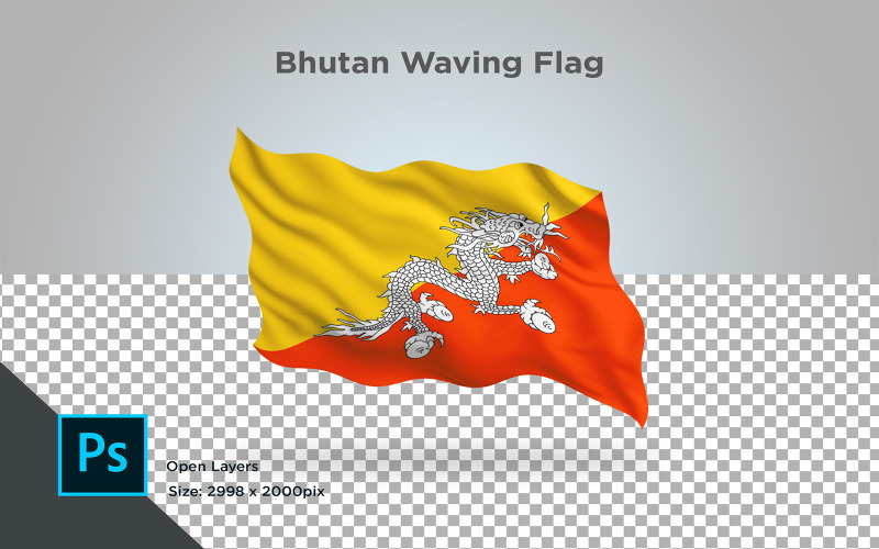 Bhutan viftande flagga - illustration