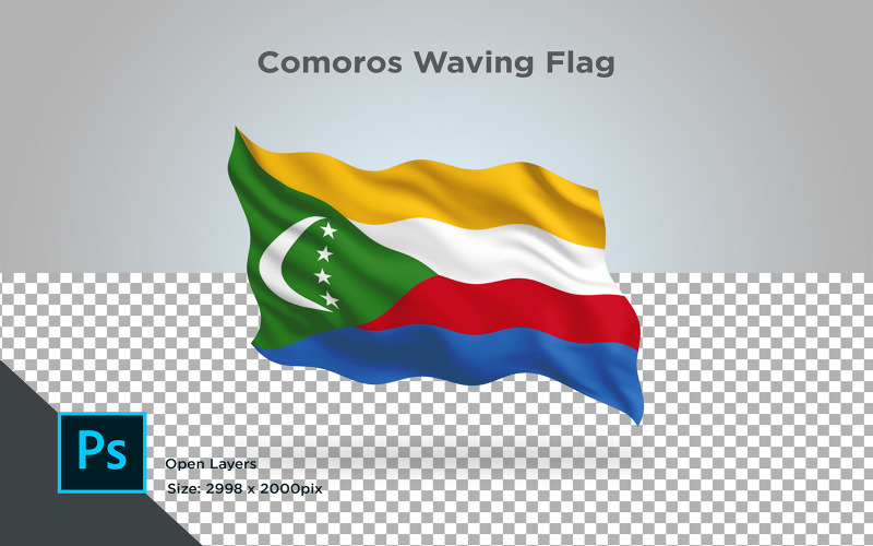 Download Иллюстрация "Comoros Waving Flag - Illustration" / Comoros Waving Flag - Illustration - Иллюстрация на тему графика comoros,national,patriotic,europe,asia,republic,map,flag,country,cartography,geography,nation,illustration,graphic,vector,state,world,isolated,symbol,border