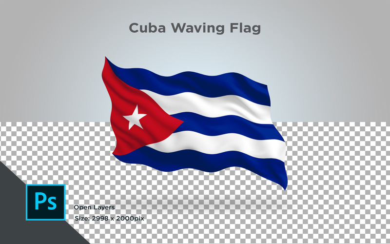 Развевающийся флаг Кубы - Иллюстрация