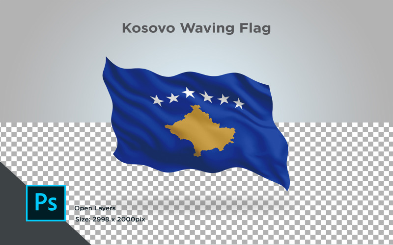 Vlající vlajka Kosova - ilustrace