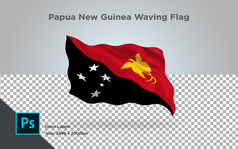 巴布亚新几内亚那飘扬的旗帜-光栅插图