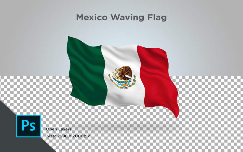 墨西哥那飘扬的旗帜-光栅插图