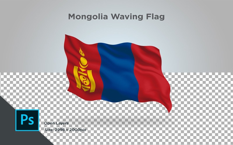 Mongolië zwaaien vlag - illustratie