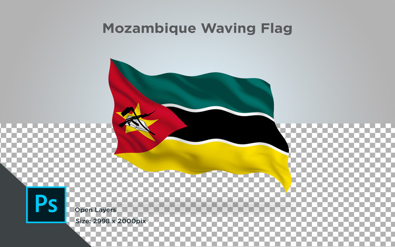 Mozambik hullámzó zászló - illusztráció