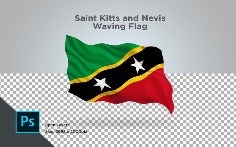 St. Kitts und Nevis wehende Flagge - Illustration