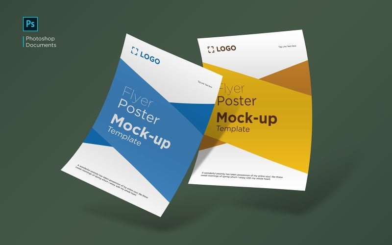 Download Мокап для продукта "Two Flyer and poster presentation mockup design Template product mockup" / Two Flyer and poster presentation mockup design Template product mockup - Мокап для продукта на тему графика logo,letterhead,flyer,mockup,template,design,mock,business,up,isolated,empty,paper,branding,black,phone,realistic,display,style,page