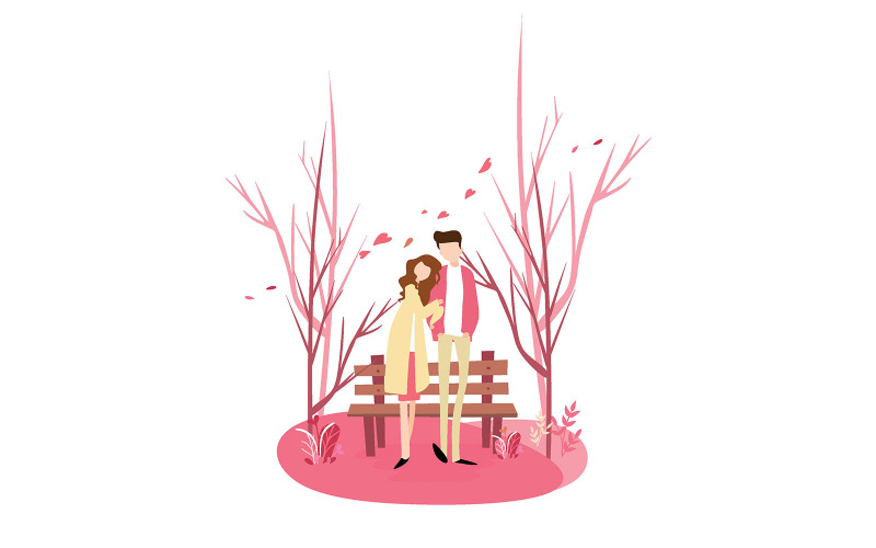 Download Иллюстрация "Valentine Day Pink -  AS - Illustration" / Valentine Day Pink -  AS - Illustration - Иллюстрация на тему графика valentine,pink,graphic,vector,romantic,couple,tree,love,girl,boy