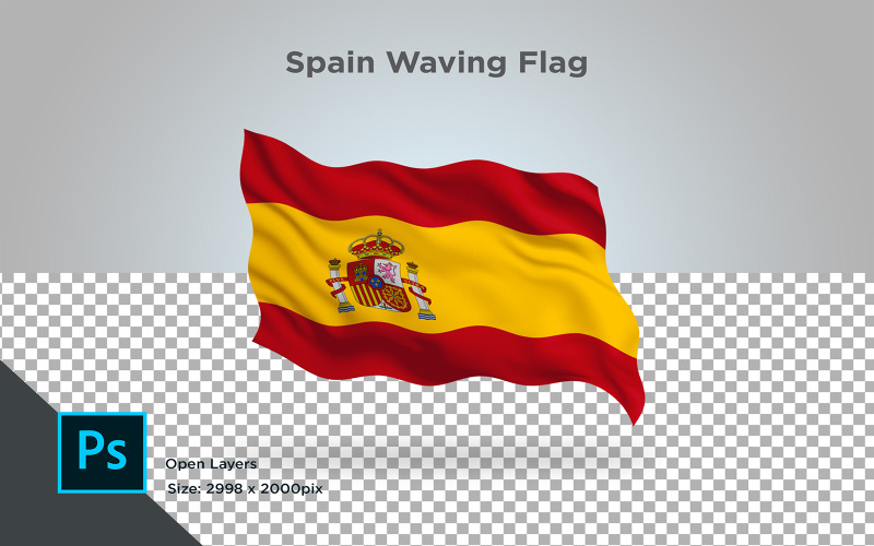 Vlající vlajka Španělska - ilustrace