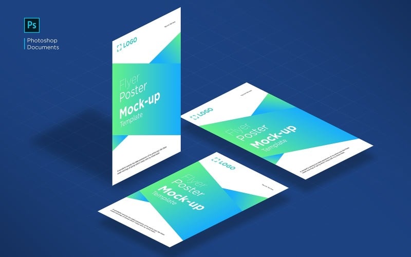 Download Мокап для продукта "Flyer and poster isometric mockup design template product mockup" / Flyer and poster isometric mockup design template product mockup - Мокап для продукта на тему графика logo,letterhead,flyer,mockup,template,design,mock,business,up,isolated,empty,paper,branding,black,phone,realistic,display,mobile,style,page