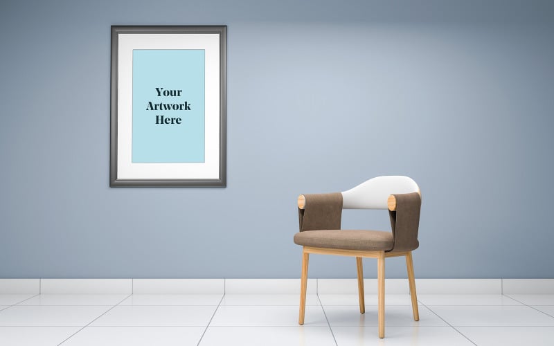 Download Мокап для продукта "Interior modern living room with chair and frame mockup product mockup" / Interior modern living room with chair and frame mockup product mockup - Мокап для продукта на тему графика couch,sofa,pillows,chair,living room,elegant,concept,green,lounge,up,mock,plant,3d rendering,minimalist,luxury,cozy,lifestyle,wooden,table,room