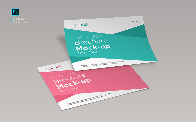 Download Мокап для продукта "Landscape brochure mockup design template product mockup" / Landscape brochure mockup design template product mockup - Мокап для продукта на тему графика logo,letterhead,flyer,mockup,template,design,mock,business,up,isolated,empty,paper,branding,black,phone,realistic,display,mobile,style,page