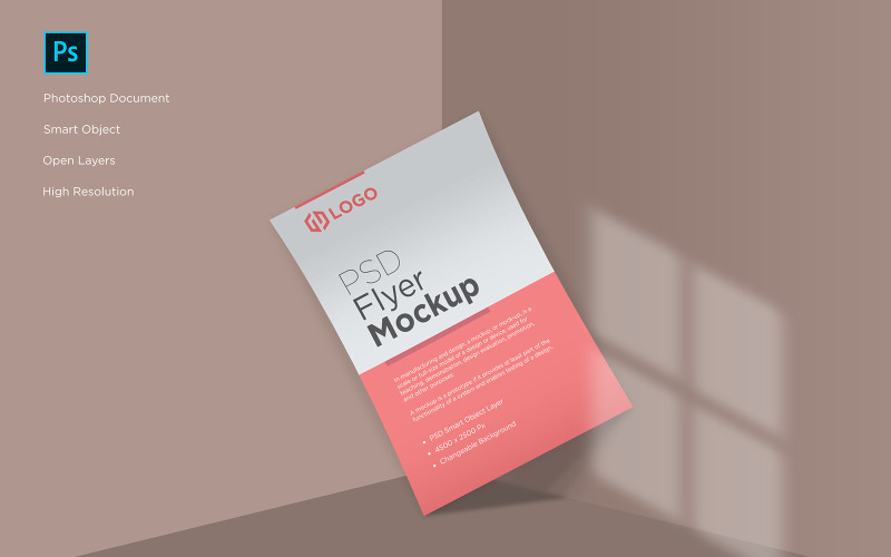 Volantino e poster nel mockup del prodotto di design mockup ad angolo