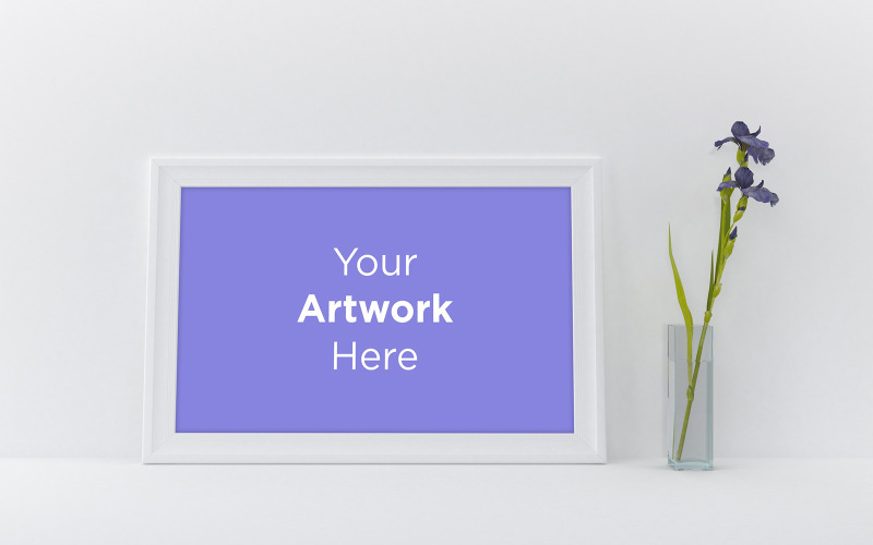 Download Мокап для продукта "Landscape Empty photo frame with flower product mockup" / Landscape Empty photo frame with flower product mockup - Мокап для продукта на тему графика livingroom,elegant,concept,up,mock,plant,minimalist,luxury,cozy,lifestyle,wooden,table,room,interior,design,home,living,modern,white,wall