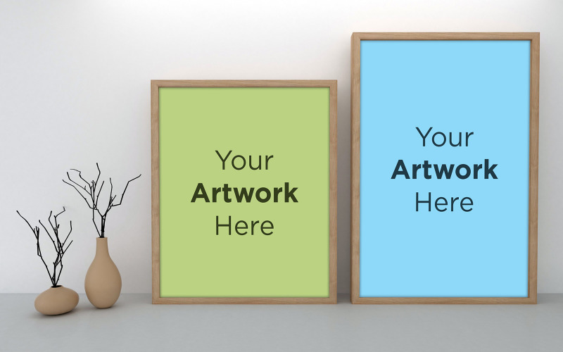 Download Мокап для продукта "Two empty photo frame mockup with vases product mockup" / Two empty photo frame mockup with vases product mockup - Мокап для продукта на тему графика livingroom,elegant,concept,up,mock,plant,minimalist,luxury,cozy,lifestyle,wooden,table,room,interior,design,home,living,modern,white,wall