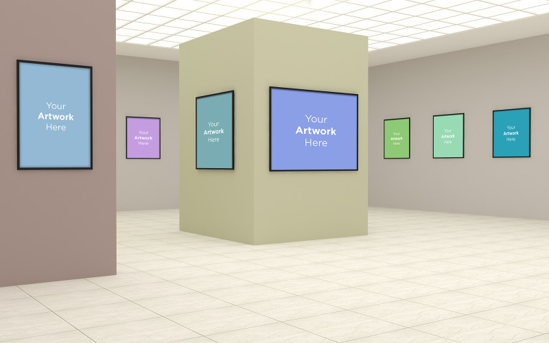 Download Мокап для продукта "Art Gallery Frames Muckup with different directions product mockup" / Art Gallery Frames Muckup with different directions product mockup - Мокап для продукта на тему графика studio,photo,light,rendering,concept,architecture,wall,mockup,interior,gallery,white,room,art,empty,space,picture,mock,up,blank,exhibition