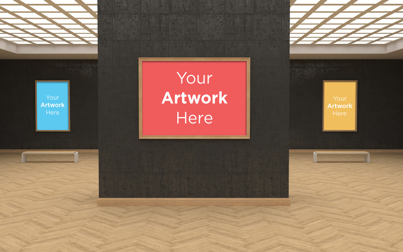 Download Мокап для продукта "Art Gallery three Frames Muckup product mockup" / Art Gallery three Frames Muckup product mockup - Мокап для продукта на тему графика studio,photo,light,rendering,concept,architecture,wall,mockup,interior,gallery,white,room,art,empty,space,picture,mock,up,blank,exhibition