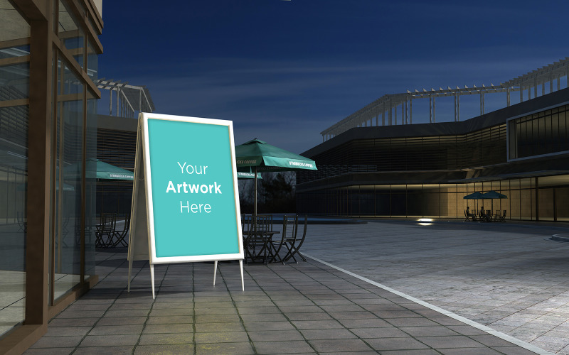 Download Мокап для продукта "Commercial area display Stand Advertising Board product mockup" / Commercial area display Stand Advertising Board product mockup - Мокап для продукта на тему графика promotional,communication,outdoor,metal,tent,mock up,billboard,store,modern,restaurant,menu,mockup,display,stand,blank,empty,template,white,banner,isolated