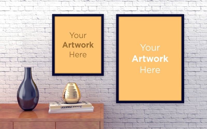 Download Мокап для продукта "Two blank frame mockup on white brick wall with vases and books product mockup" / Two blank frame mockup on white brick wall with vases and books product mockup - Мокап для продукта на тему графика livingroom,elegant,concept,up,mock,plant,minimalist,luxury,cozy,lifestyle,wooden,table,room,interior,design,home,living,modern,white,wall