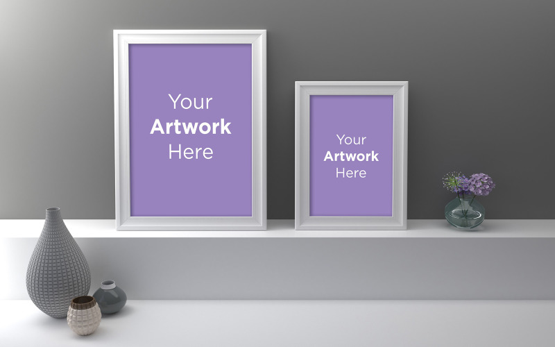 Download Мокап для продукта "Two Empty photo frame with vases decoration product mockup" / Two Empty photo frame with vases decoration product mockup - Мокап для продукта на тему графика livingroom,elegant,concept,up,mock,plant,minimalist,luxury,cozy,lifestyle,wooden,table,room,interior,design,home,living,modern,white,wall