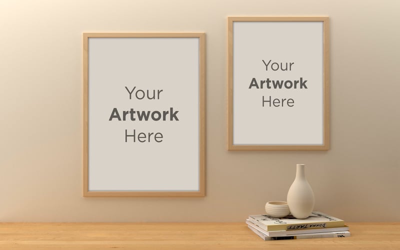 Download Мокап для продукта "Two wooden frame mockup with vase and books on the table product mockup" / Two wooden frame mockup with vase and books on the table product mockup - Мокап для продукта на тему графика livingroom,elegant,concept,up,mock,plant,minimalist,luxury,cozy,lifestyle,wooden,table,room,interior,design,home,living,modern,white,wall