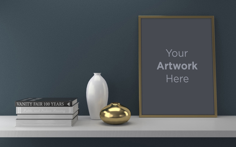 Download Мокап для продукта "Vertical blank picture frame mockup with vases and books laying on shelf product mockup" / Vertical blank picture frame mockup with vases and books laying on shelf product mockup - Мокап для продукта на тему графика livingroom,elegant,concept,up,mock,plant,minimalist,luxury,cozy,lifestyle,wooden,table,room,interior,design,home,living,modern,white,wall